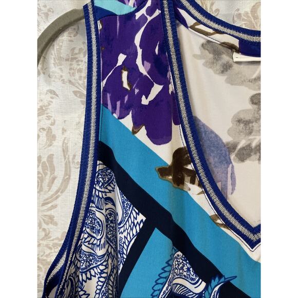 Susan Graver Maxi Dress 2X - V-neck, Sleeveless - Beautiful Colors & Pattern - Picture 4 of 10